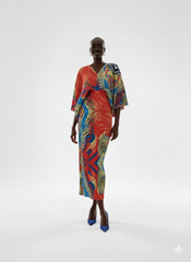 Vibrant Abstract Pleated Dress
