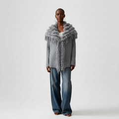 Chic Luxe Faux Fur Trim Cardigan