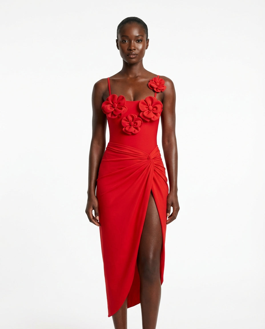 Unique Three-Dimensional Floral Swimsuit - front - Set4