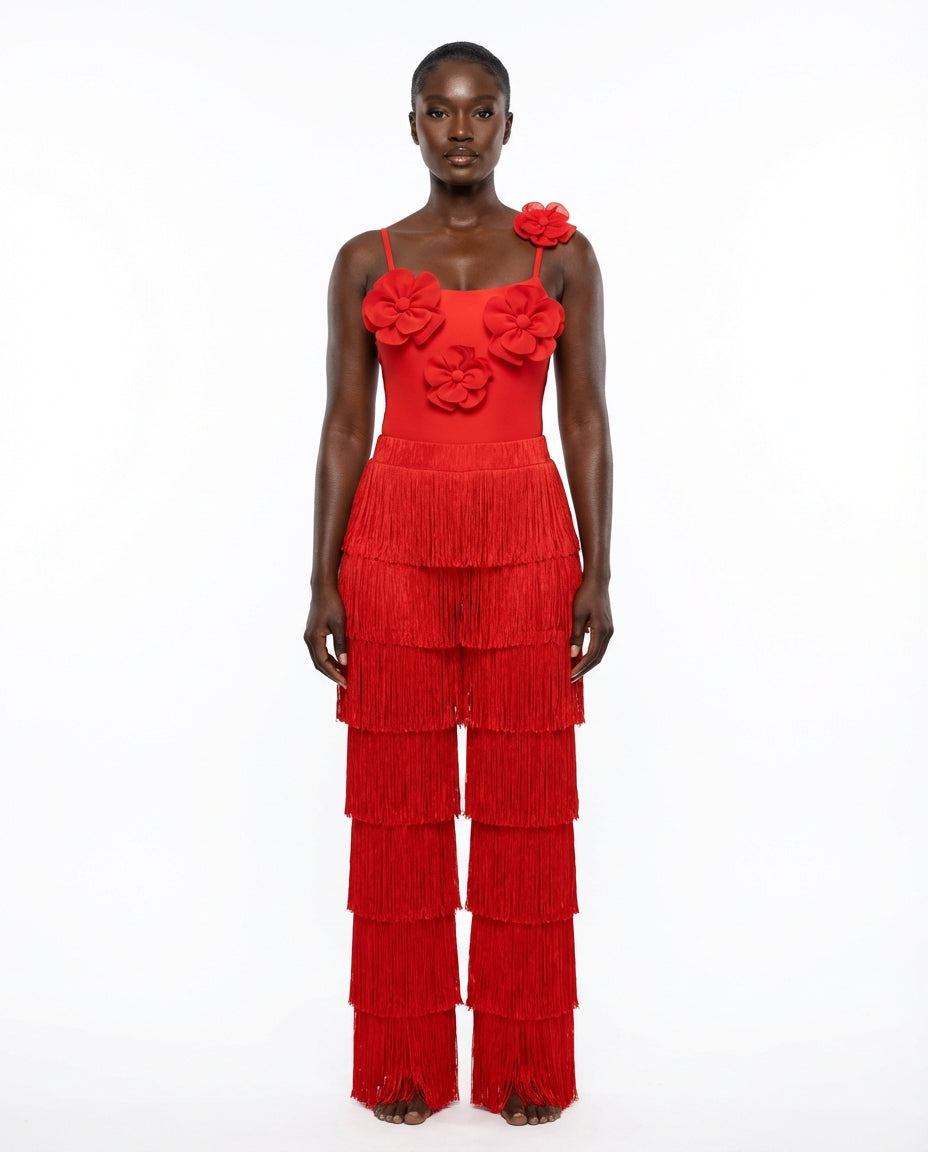 Unique Three-Dimensional Floral Swimsuit - front - Set5