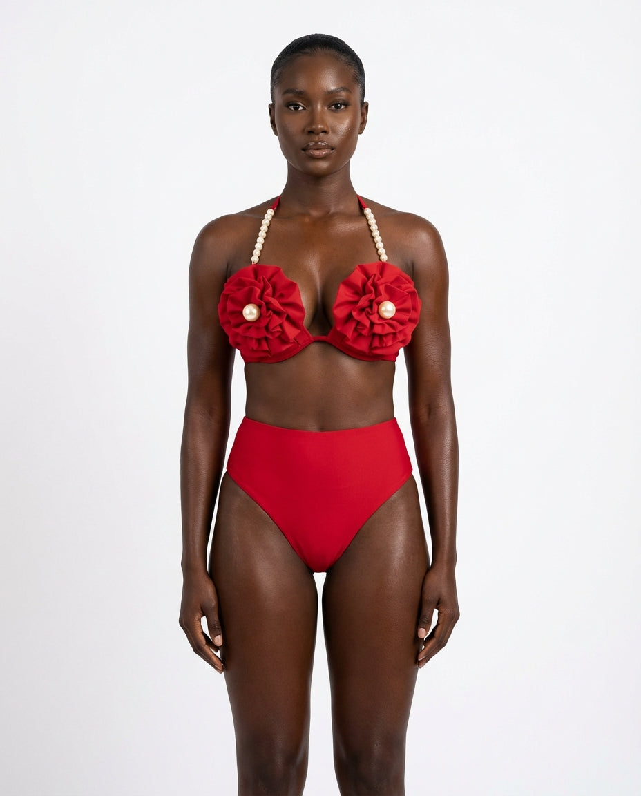 Unique Three-Dimensional Floral Swimsuit - front - Set7
