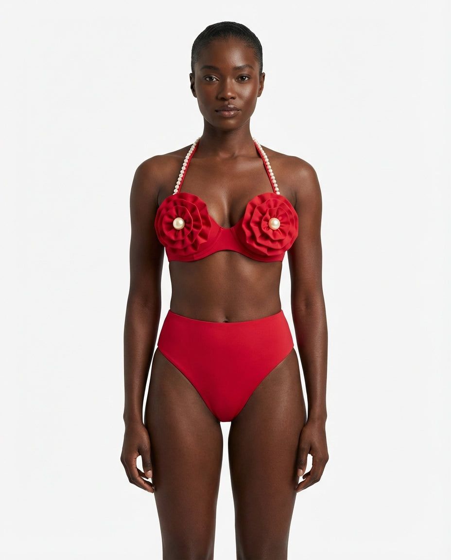 Unique Three-Dimensional Floral Swimsuit - front - Swimwear1