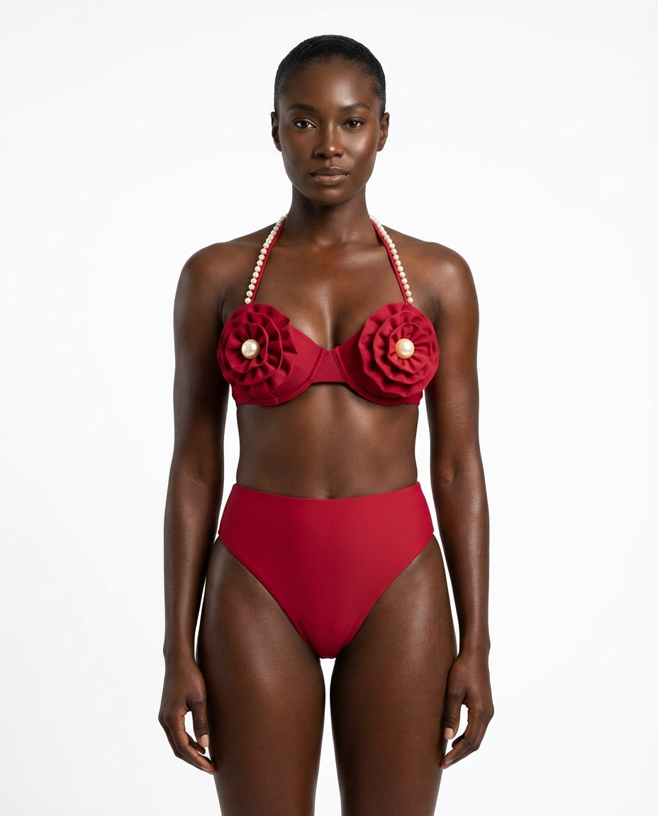 Unique Three-Dimensional Floral Swimsuit - front - Swimwear3