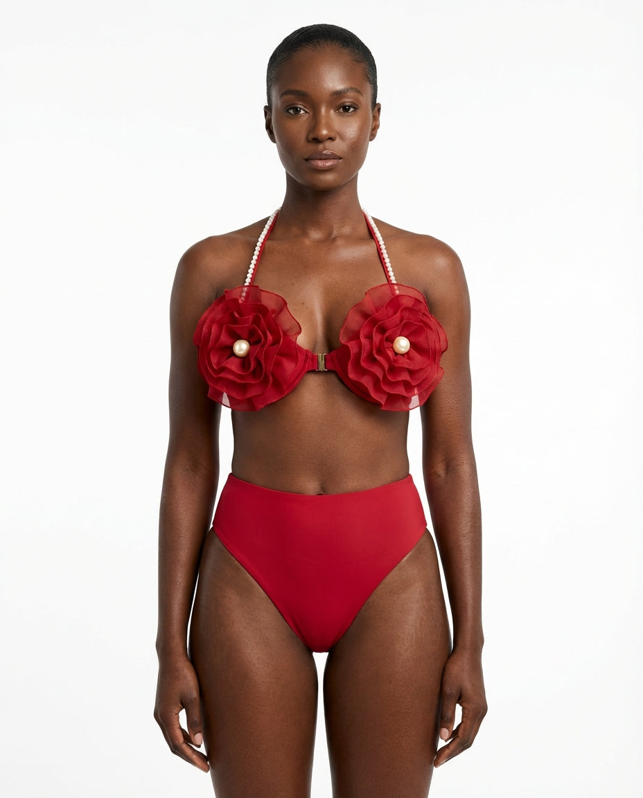 Unique Three-Dimensional Floral Swimsuit - front - swimwear4