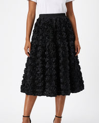 [EWQ] French Elegant Style Three-dimensional Rose Flower High Waist Skirt Summer Solid Color A-line Skirt 2025 Spring 16O4356 - front